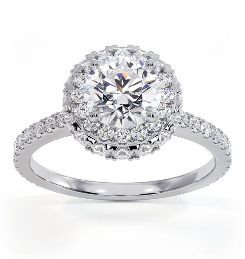 Valerie GIA Diamond Halo Engagement Ring in Platinum 1.80ct G/SI2